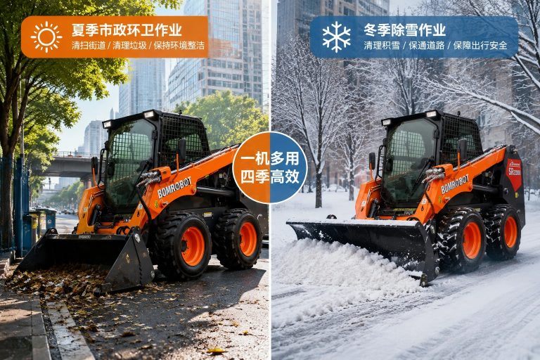 市政环卫与除雪如何共用一台设备：滑移装载机属具季节调度实务