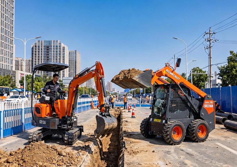 小微挖掘机在市政道路施工中的角色：与滑移装载机如何分工